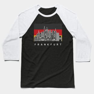 Frankfurt Germany Skyline German Flag Baseball T-Shirt